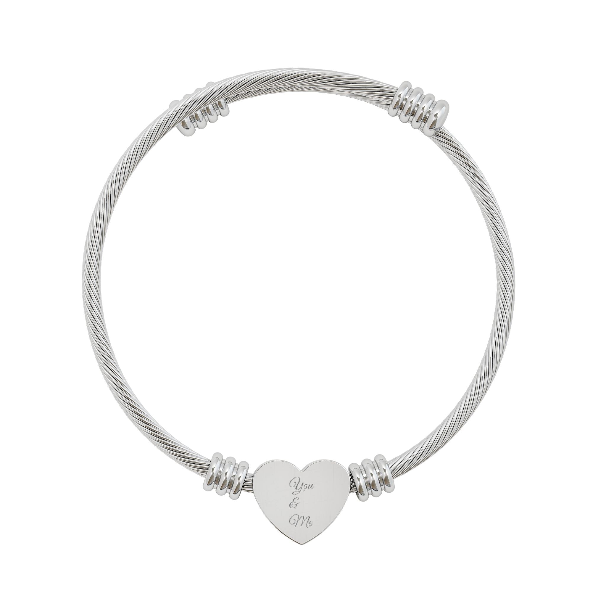 You and Me Engravable Heart Cuff Bracelet