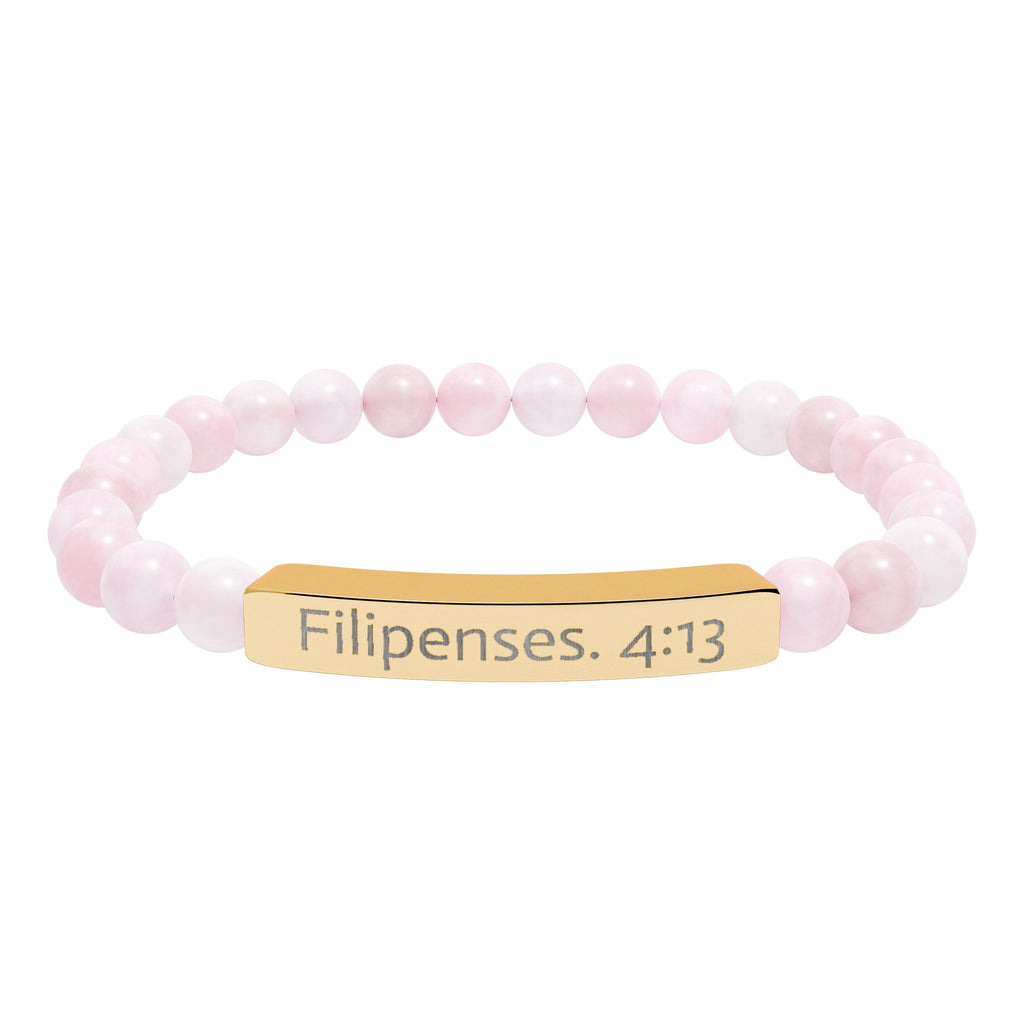 Engraved Natural Stone Stretch Bracelet Filipenses 4:13