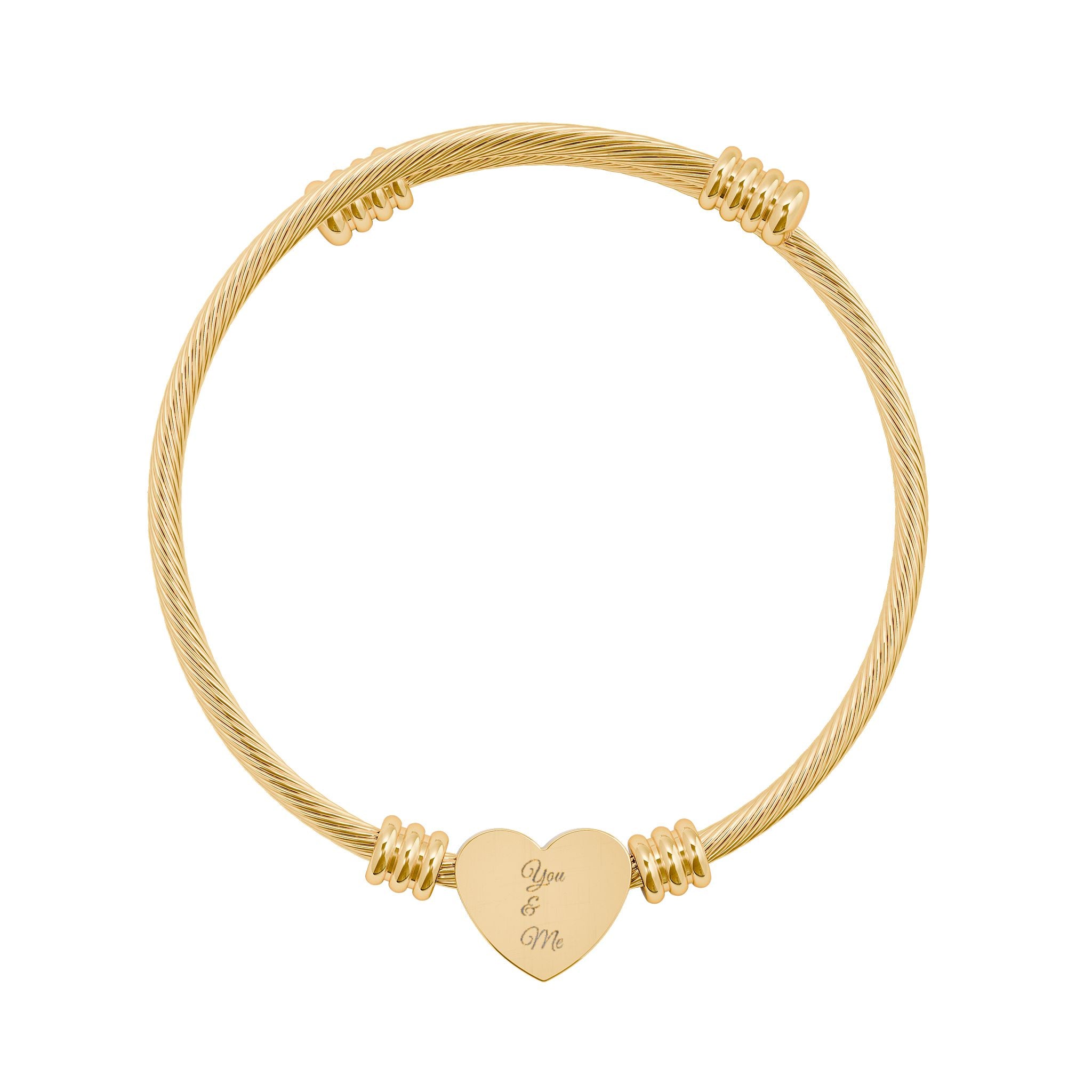 You and Me Engravable Heart Cuff Bracelet