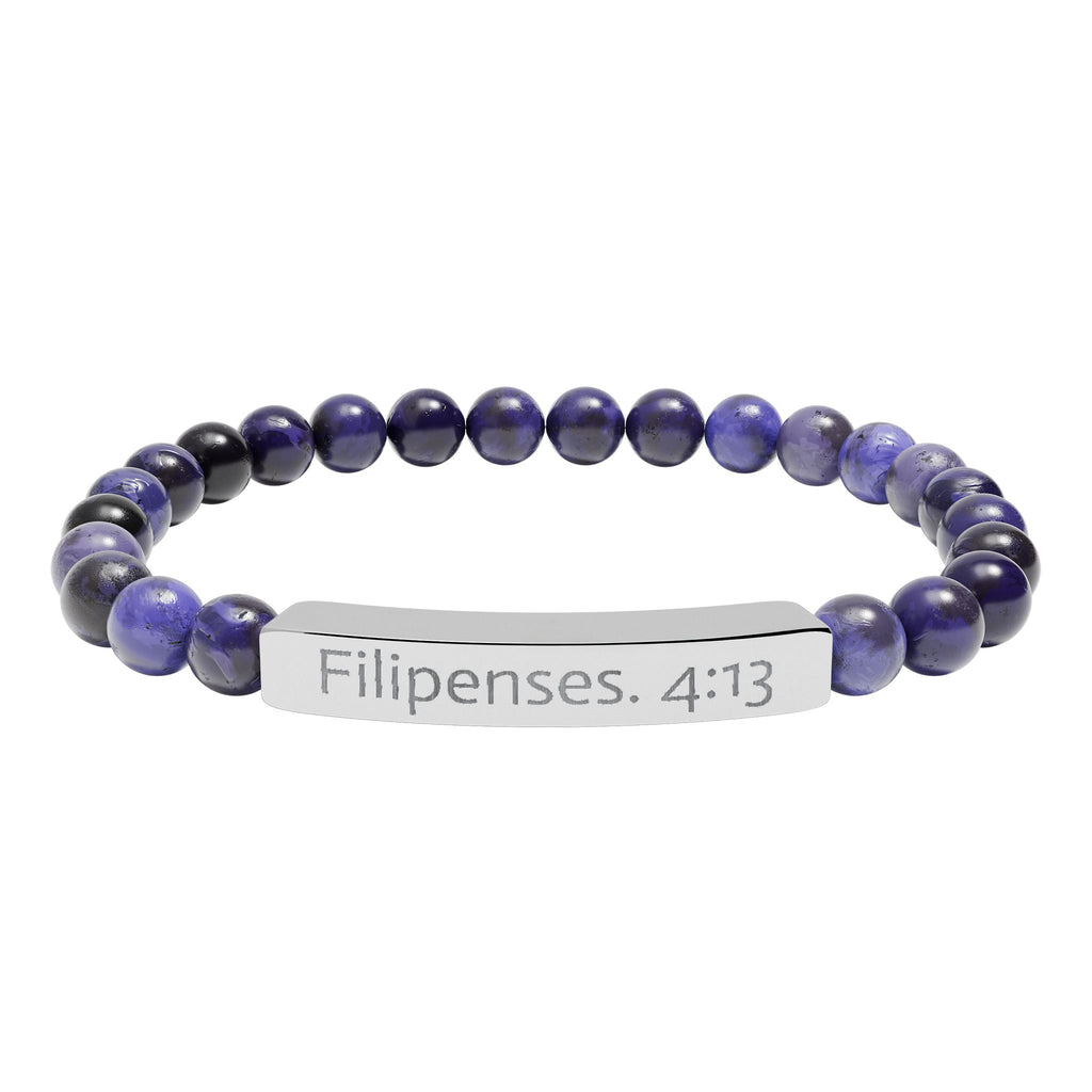 Engraved Natural Stone Stretch Bracelet Filipenses 4:13
