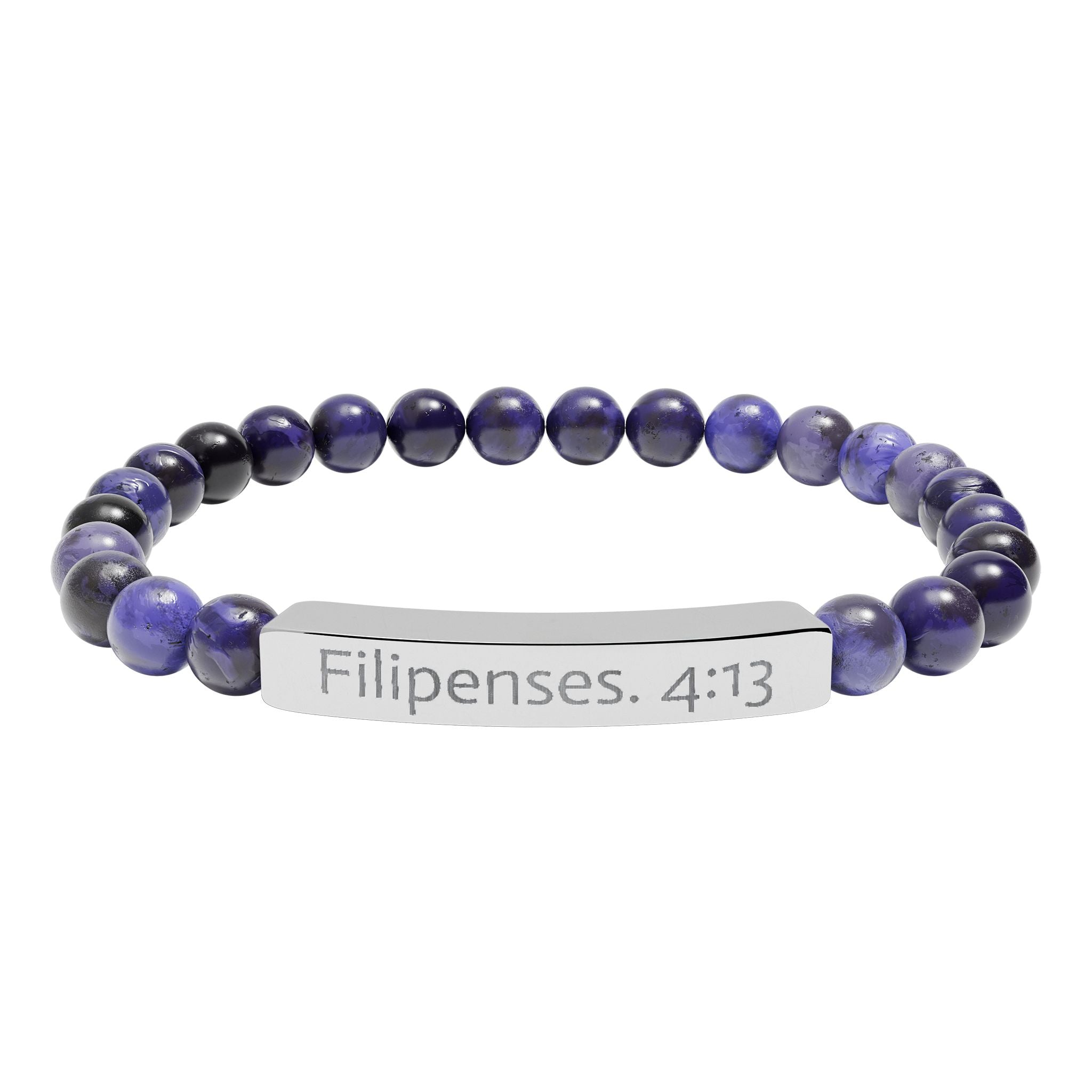Engraved Natural Stone Stretch Bracelet Filipenses 4:13