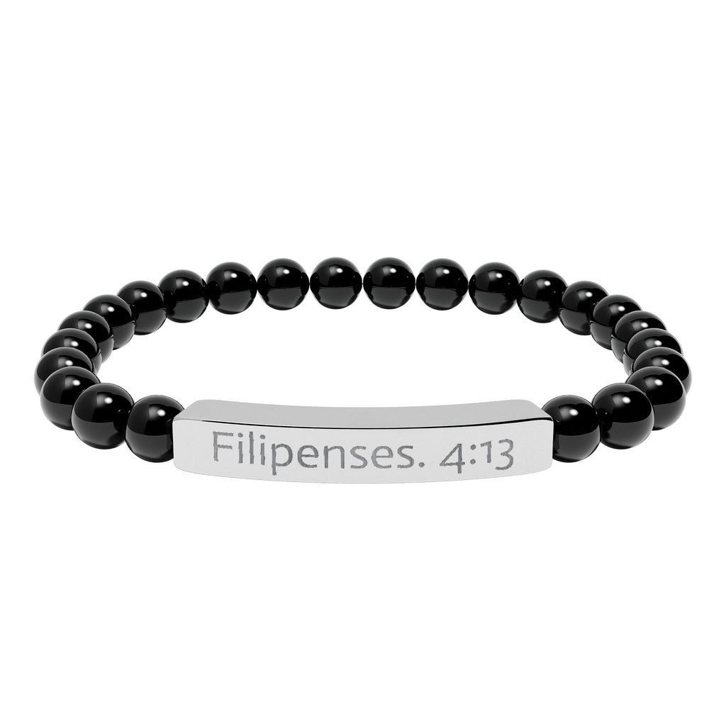 Engraved Natural Stone Stretch Bracelet Filipenses 4:13