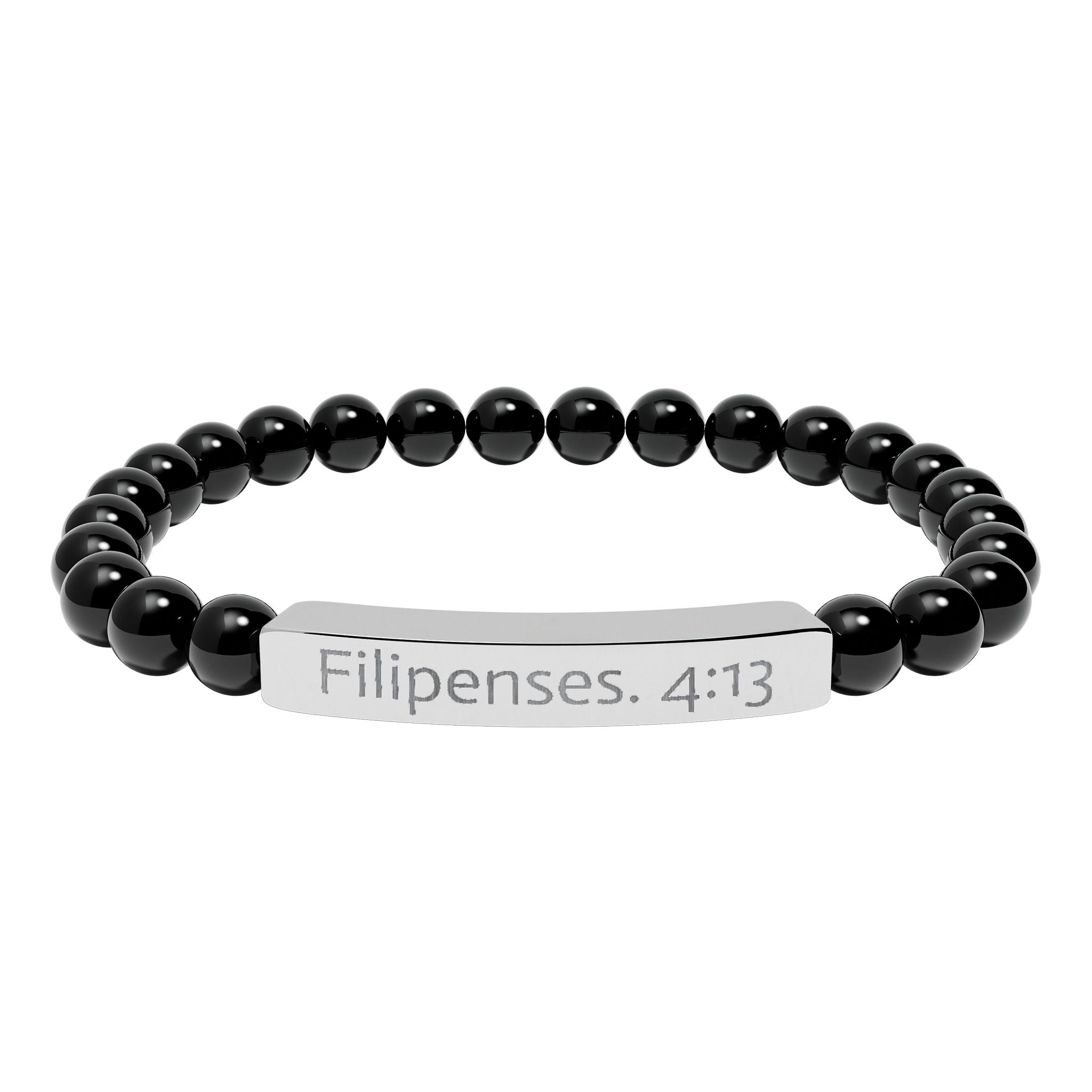 Engraved Natural Stone Stretch Bracelet Filipenses 4:13