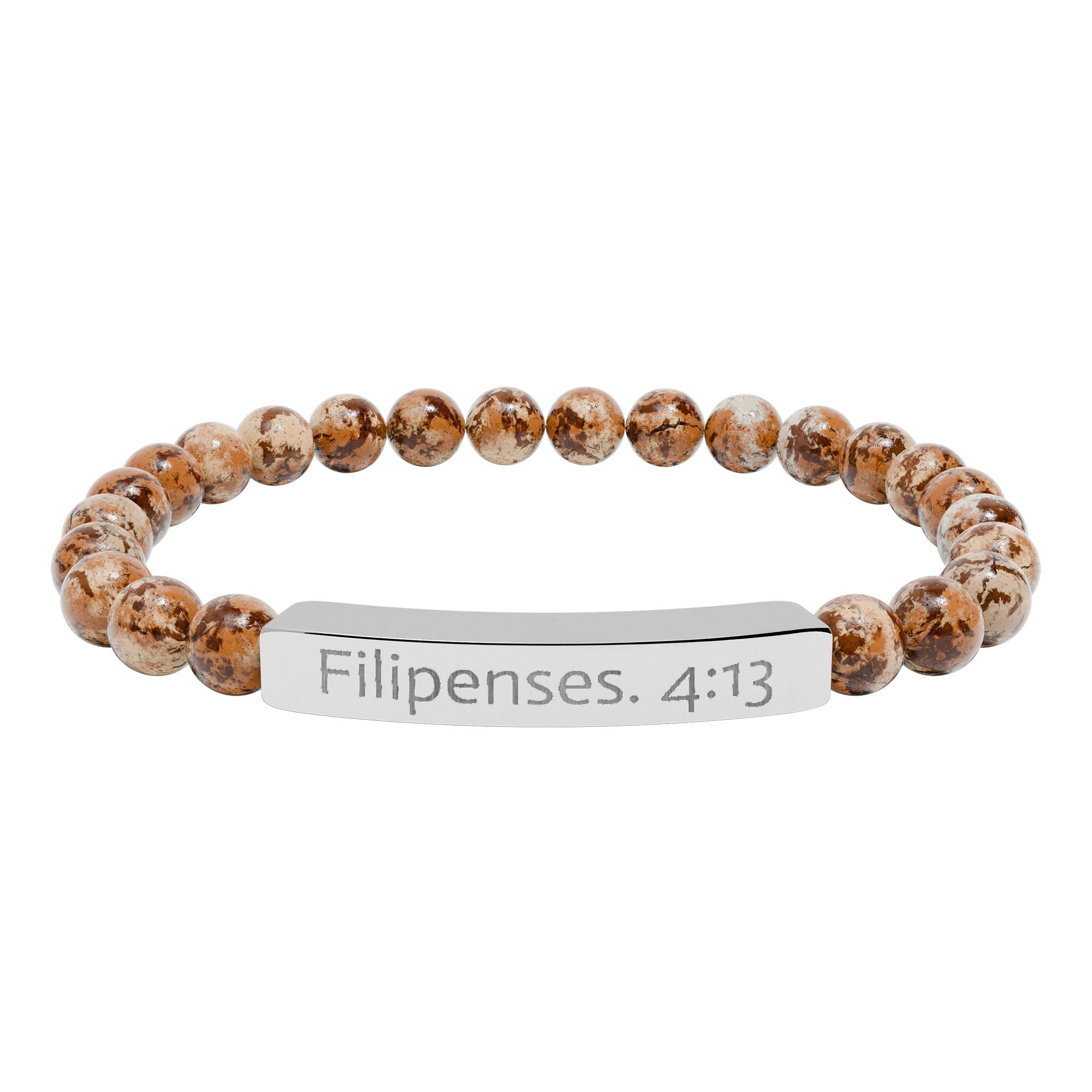 Engraved Natural Stone Stretch Bracelet Filipenses 4:13