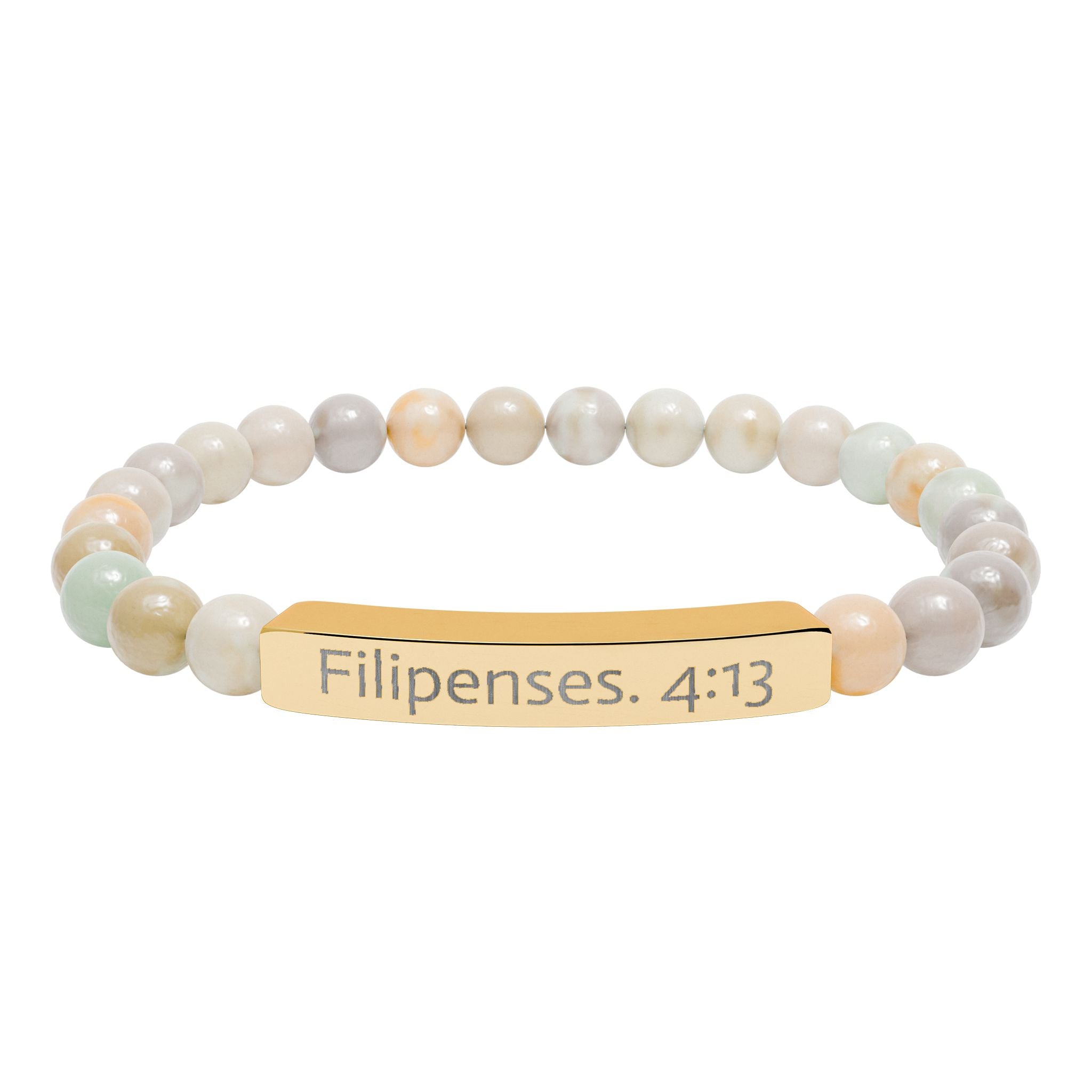 Engraved Natural Stone Stretch Bracelet Filipenses 4:13