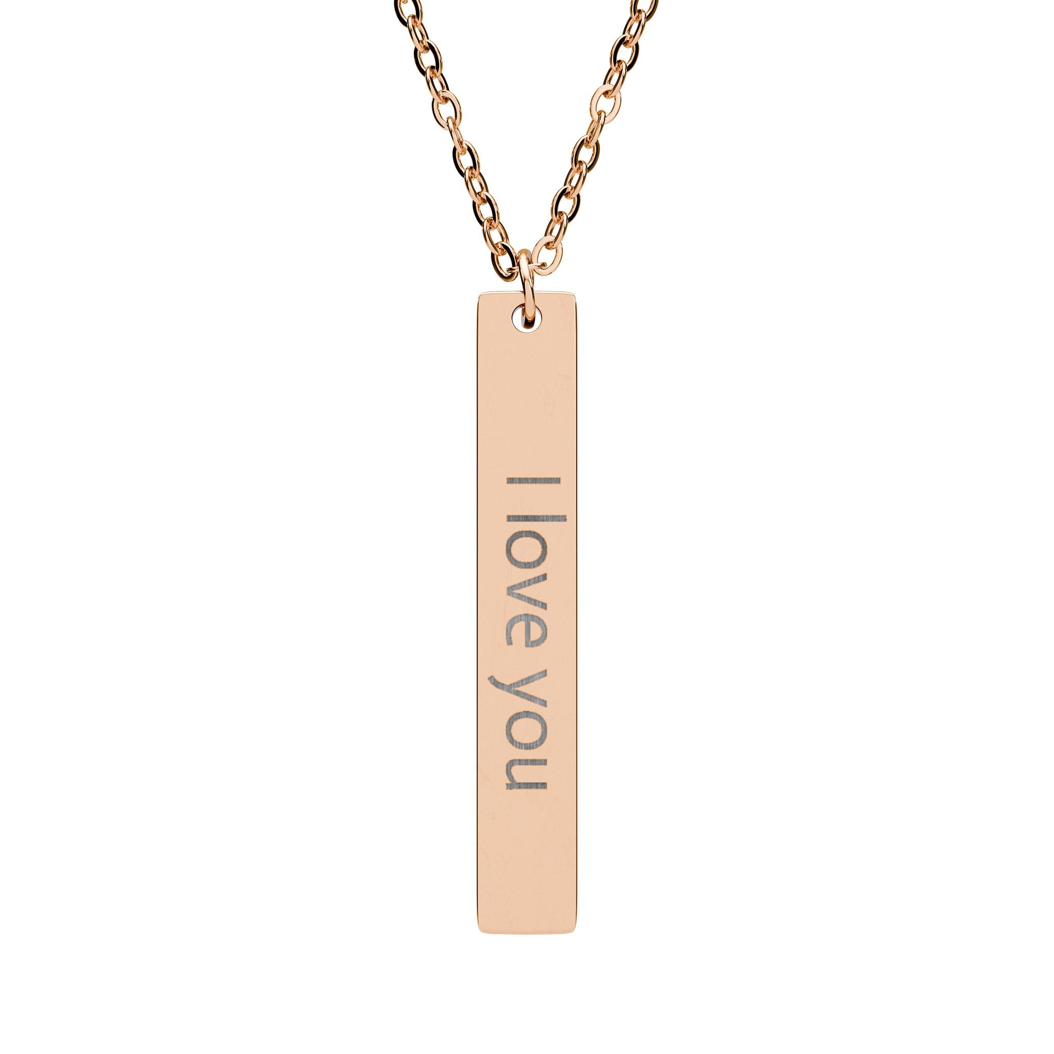Engraved "I Love You" Vertical Bar Necklace