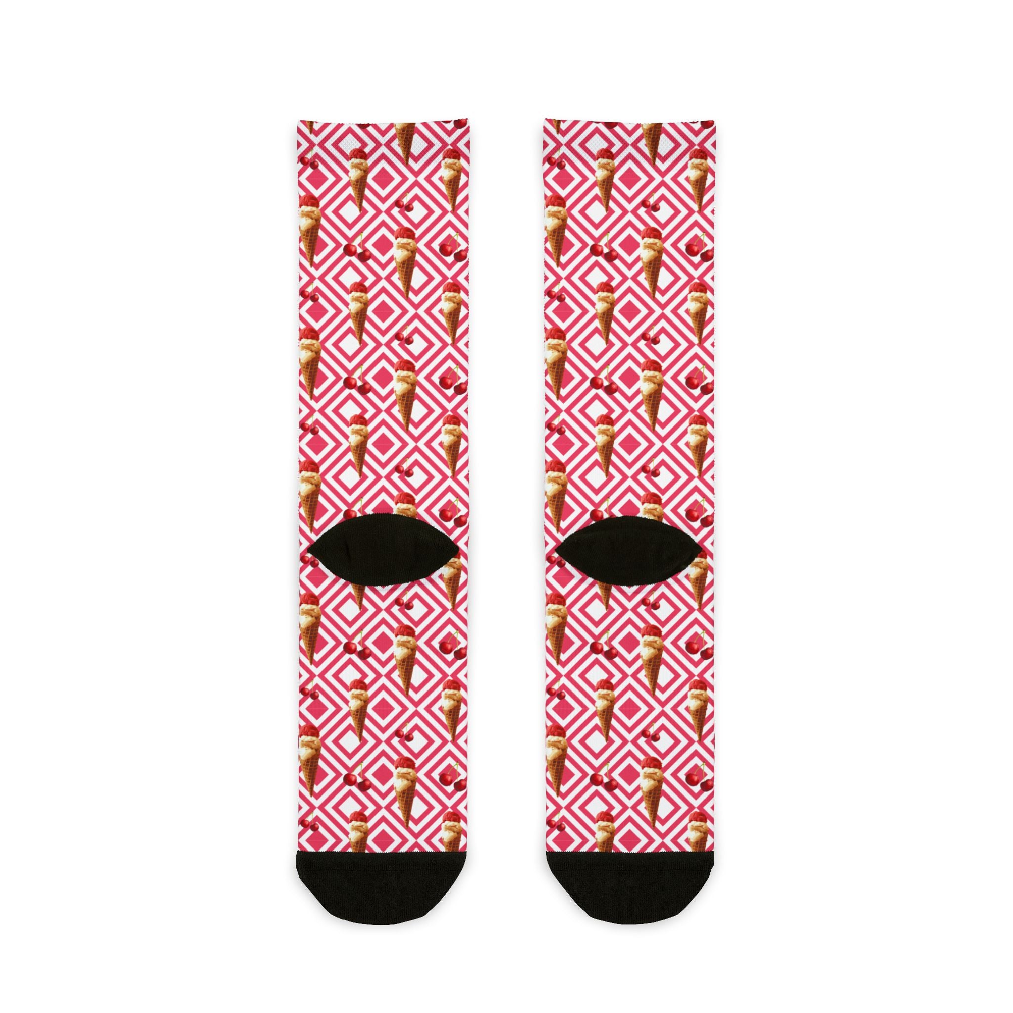 Pink Geometric Floral Crew Socks