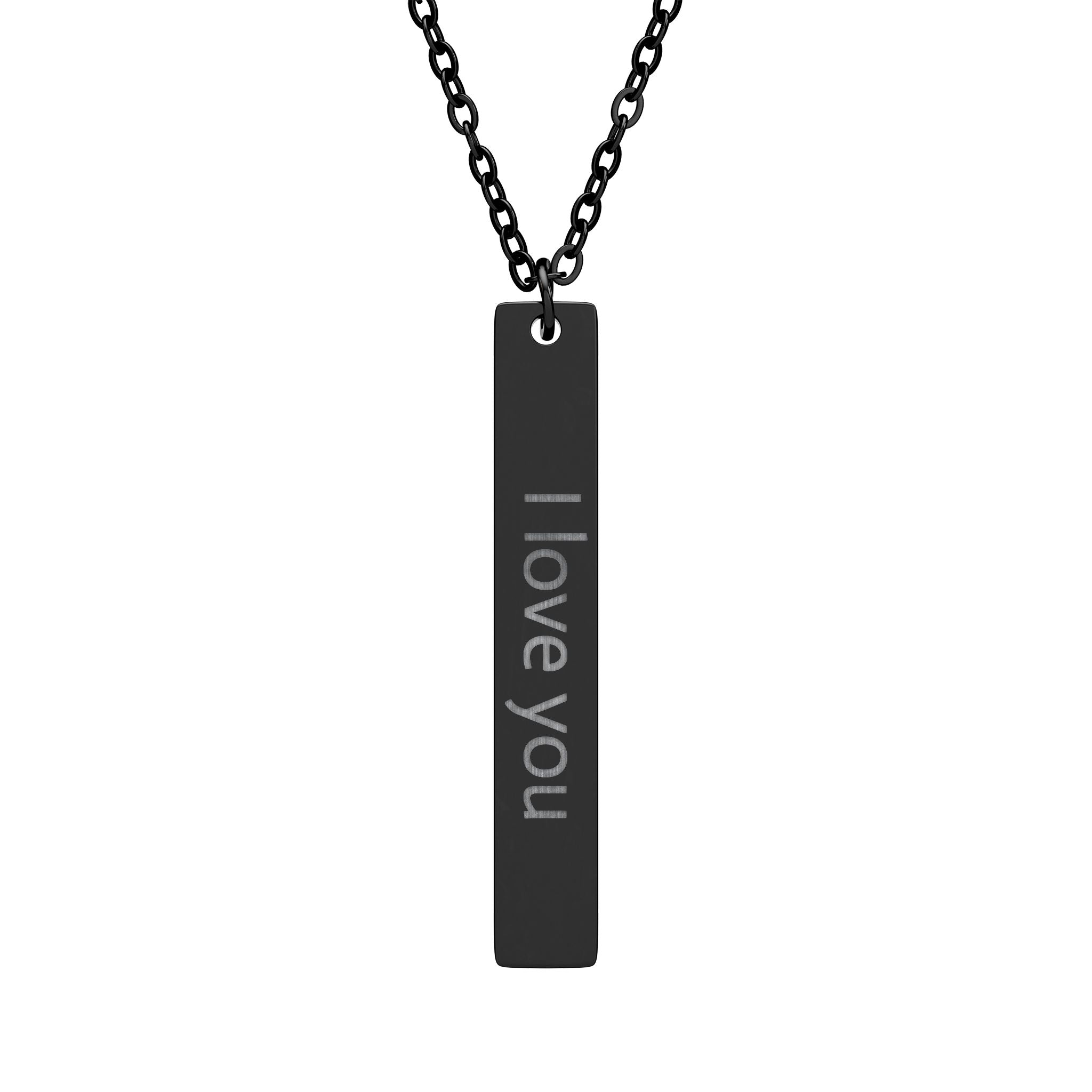 Engraved "I Love You" Vertical Bar Necklace