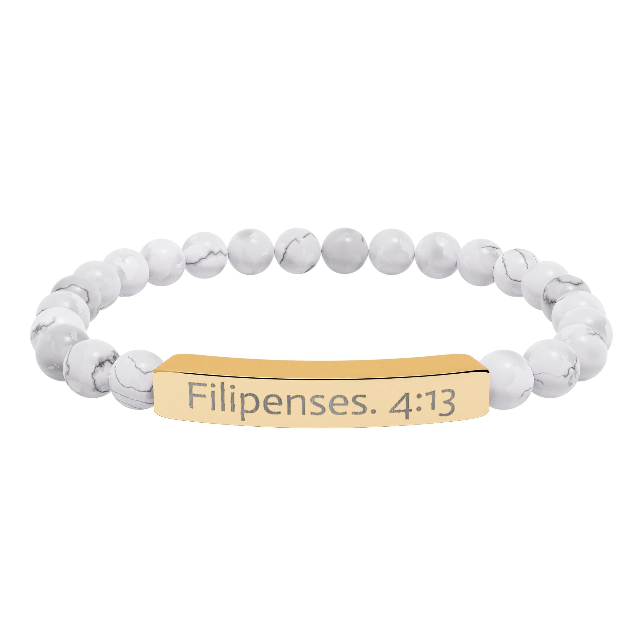 Engraved Natural Stone Stretch Bracelet Filipenses 4:13