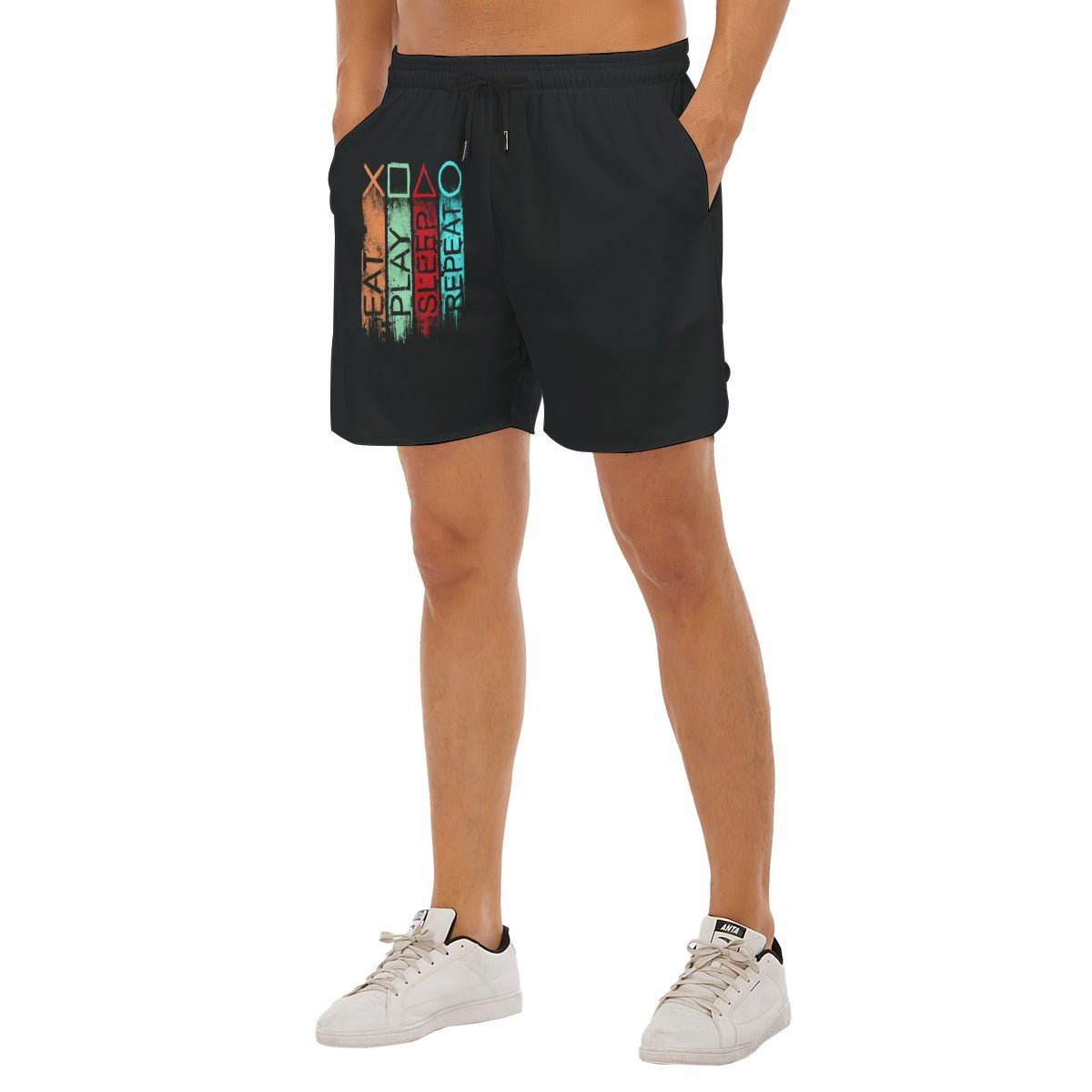 Eat, Play and Repeat Men's Side Split Running Sport Shorts