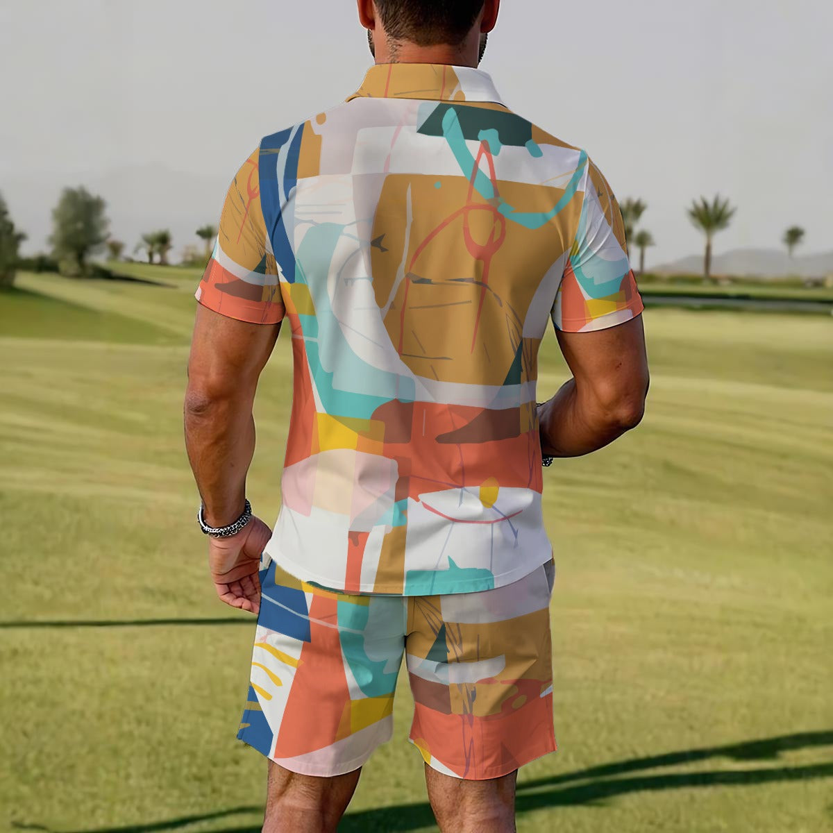Geomtric Men's Polo Sportswear Set