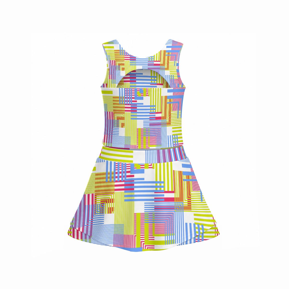 Geometric  Triple-Layer Vest Skirt Set