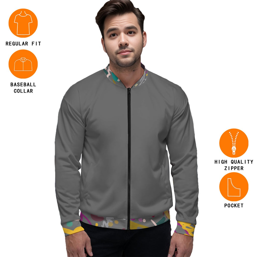 Gray Grafity Unisex Bomber Jacket