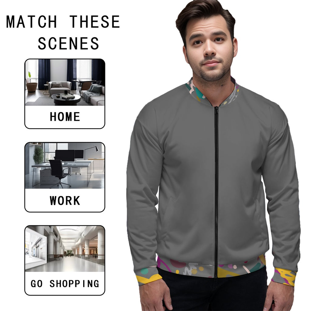 Gray Grafity Unisex Bomber Jacket