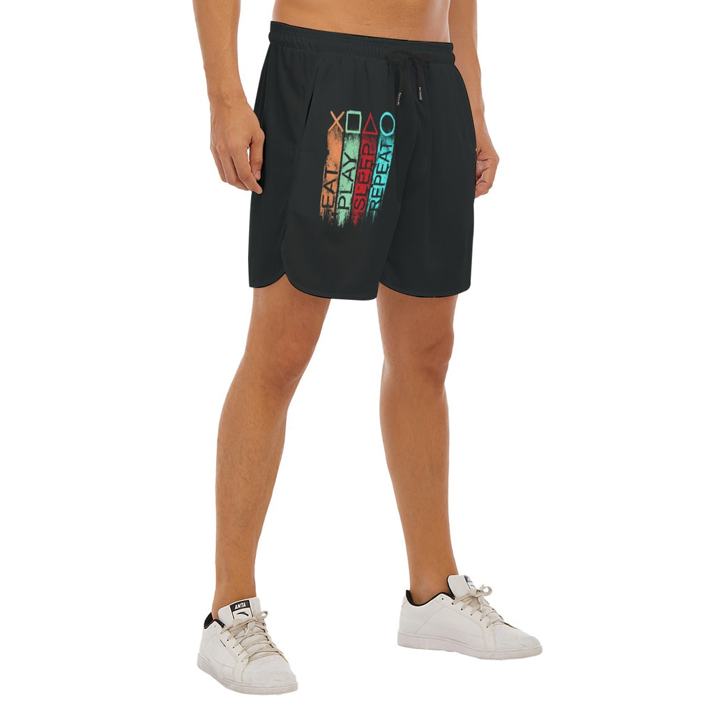 Eat, Play and Repeat Men's Side Split Running Sport Shorts