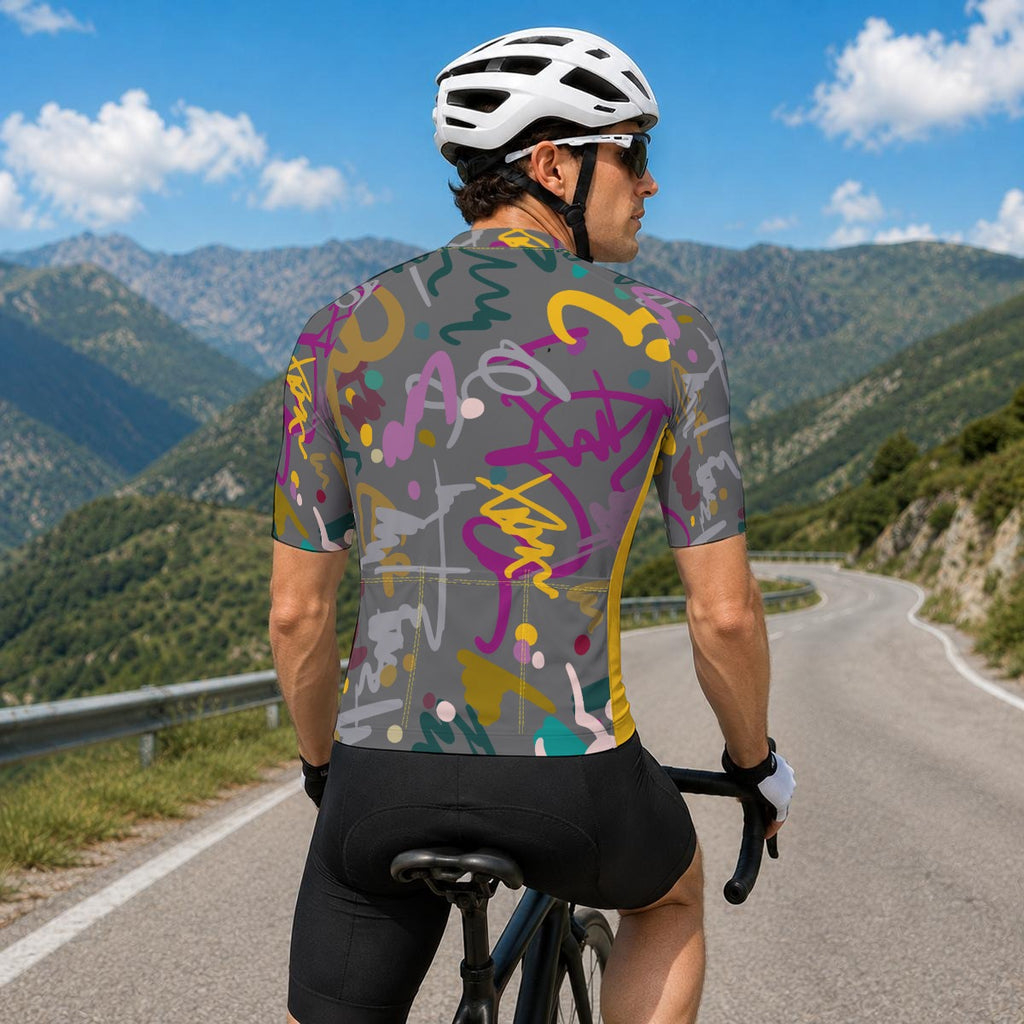 Graphity  Men's Short-Sleeve Cycling Jersey With Black Zipper|Bonded Seam