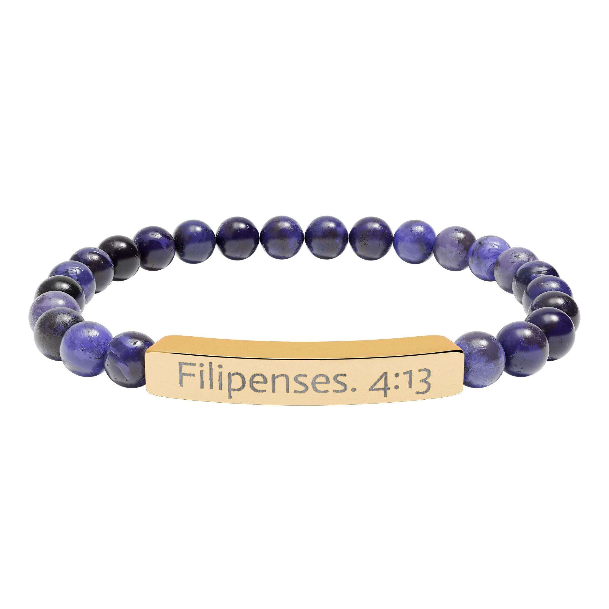 Engraved Natural Stone Stretch Bracelet Filipenses 4:13
