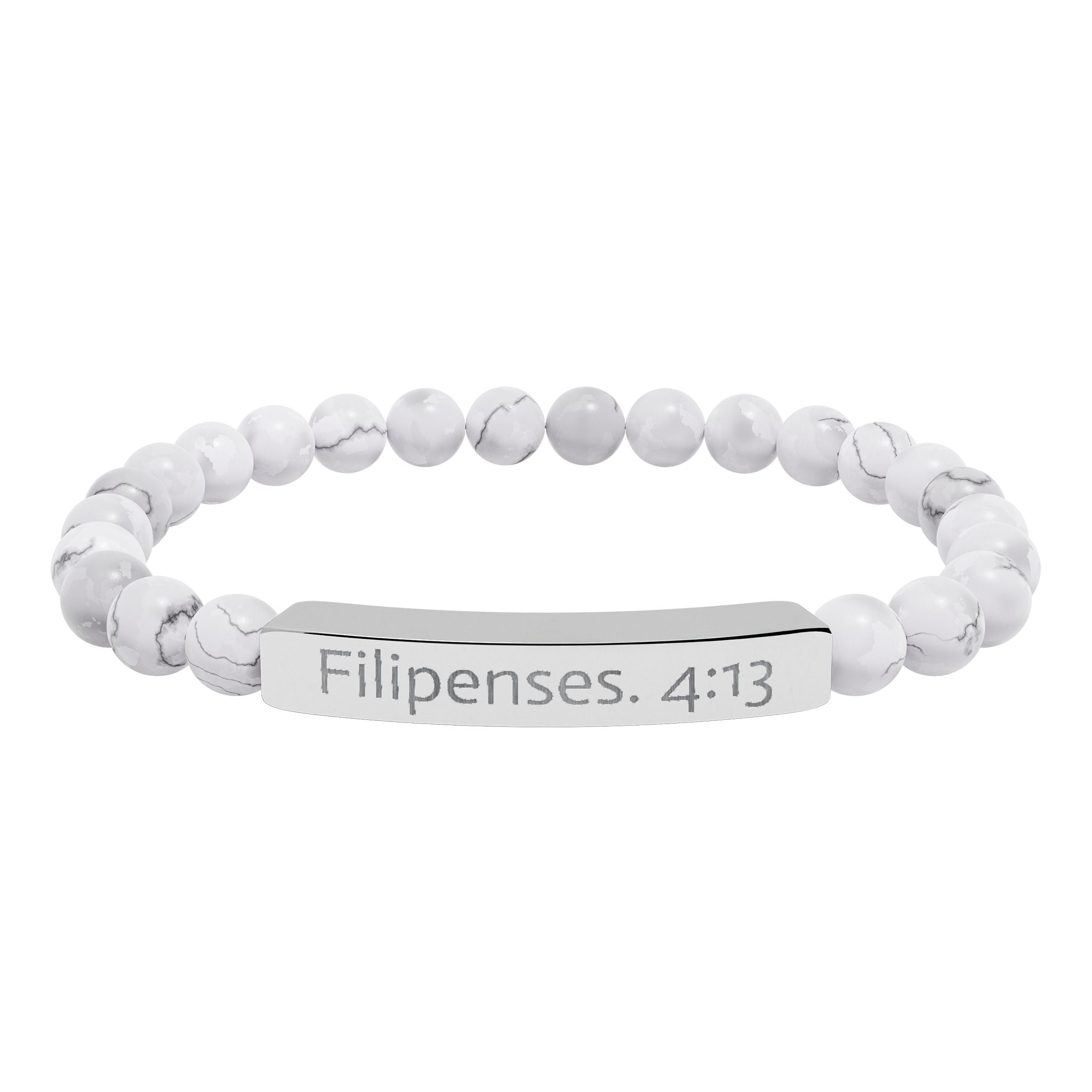 Engraved Natural Stone Stretch Bracelet Filipenses 4:13