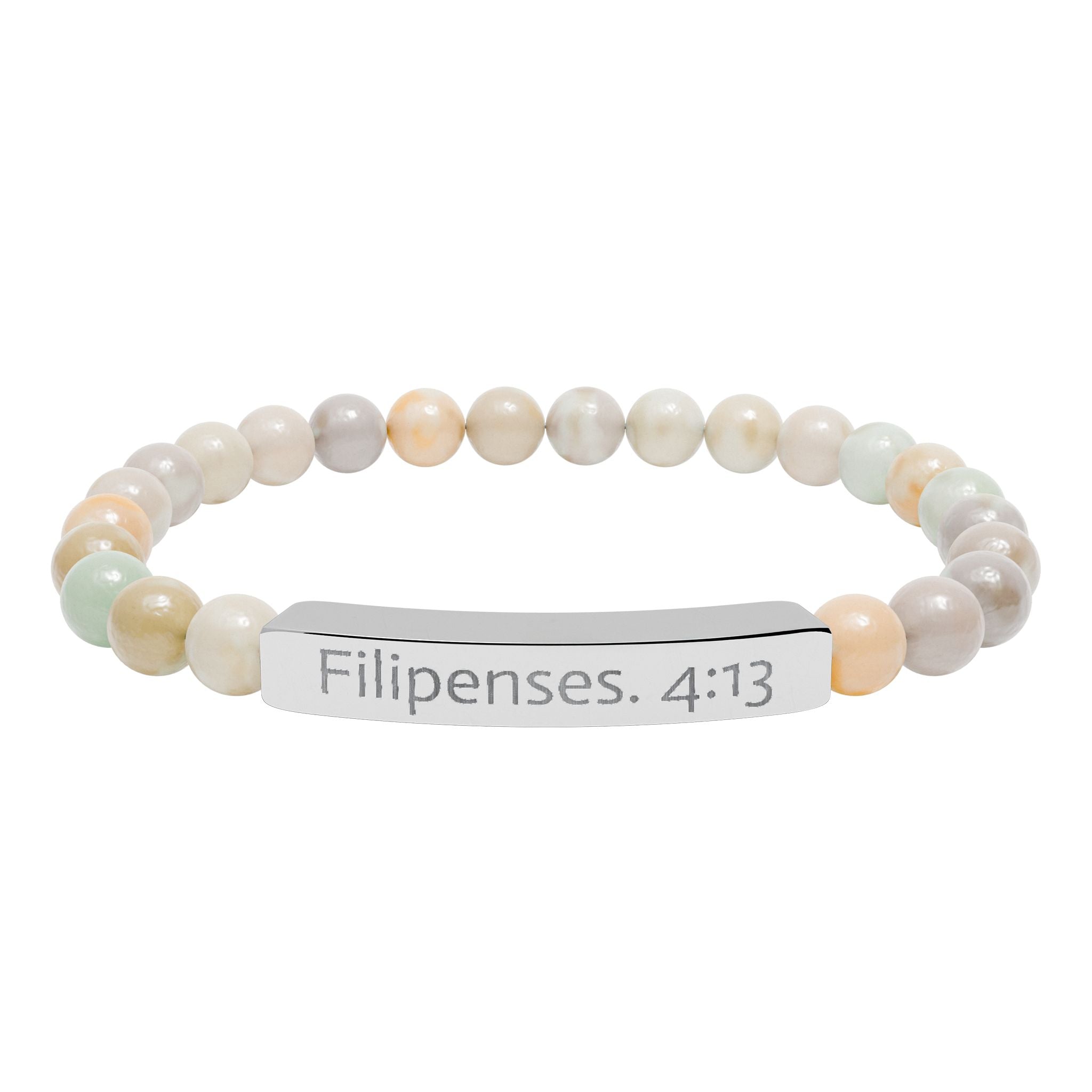 Engraved Natural Stone Stretch Bracelet Filipenses 4:13